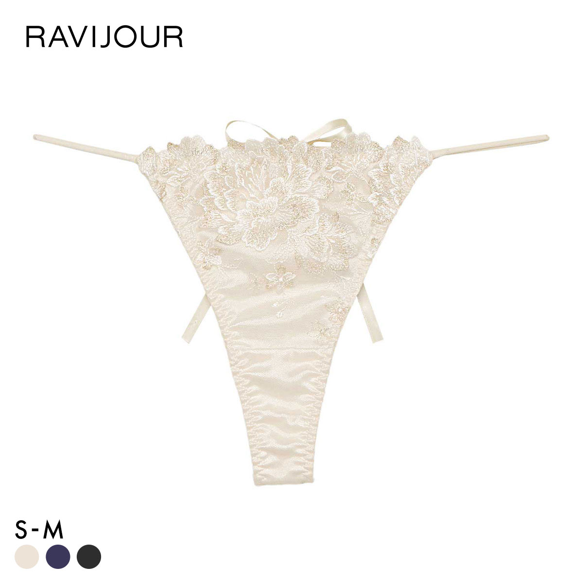ラヴィジュール パルフルール ストレッチレース Tバックショーツ ソング タンガ SM セクシー バックレース 透け RAVIJOUR(WH-ホワイト-S)