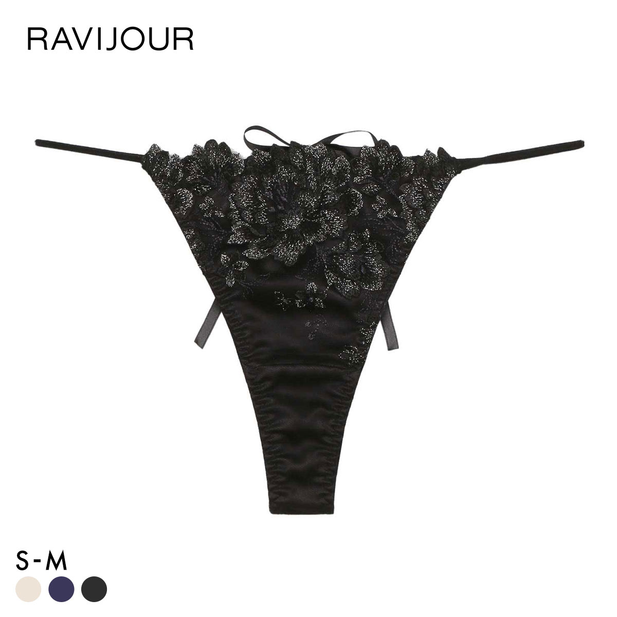 ラヴィジュール パルフルール ストレッチレース Tバックショーツ ソング タンガ SM セクシー バックレース 透け RAVIJOUR(BK-ブラック-S)