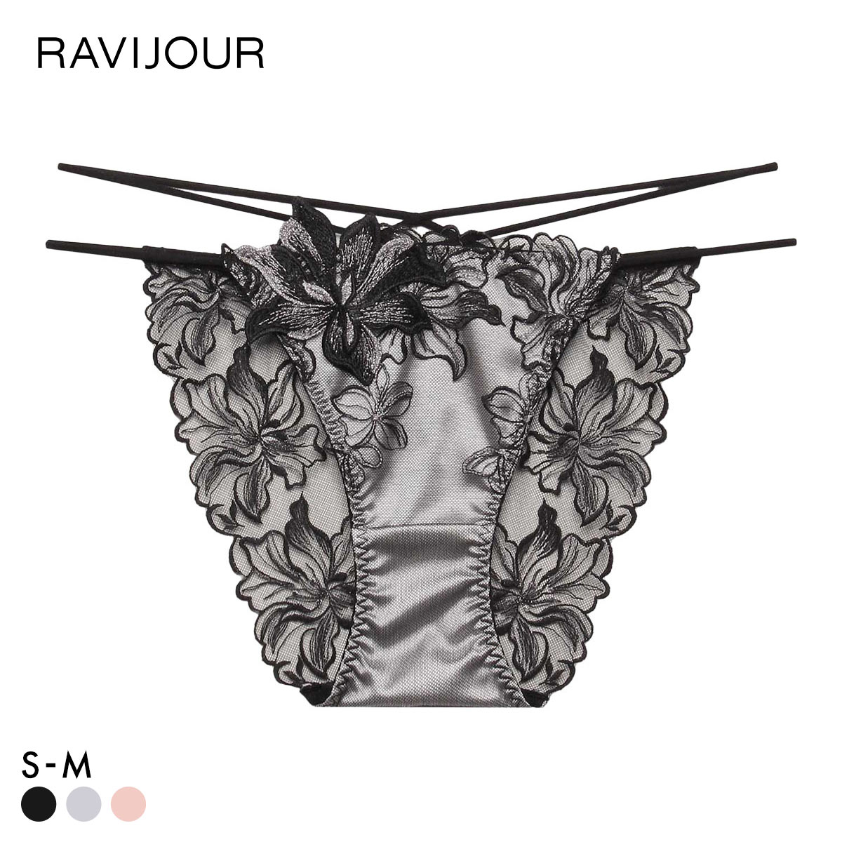 ラヴィジュール ヴェリシア ストリングコード ショーツ ノーマルショーツ SM セクシー バックレース 透け RAVIJOUR(BK-ブラック-S)