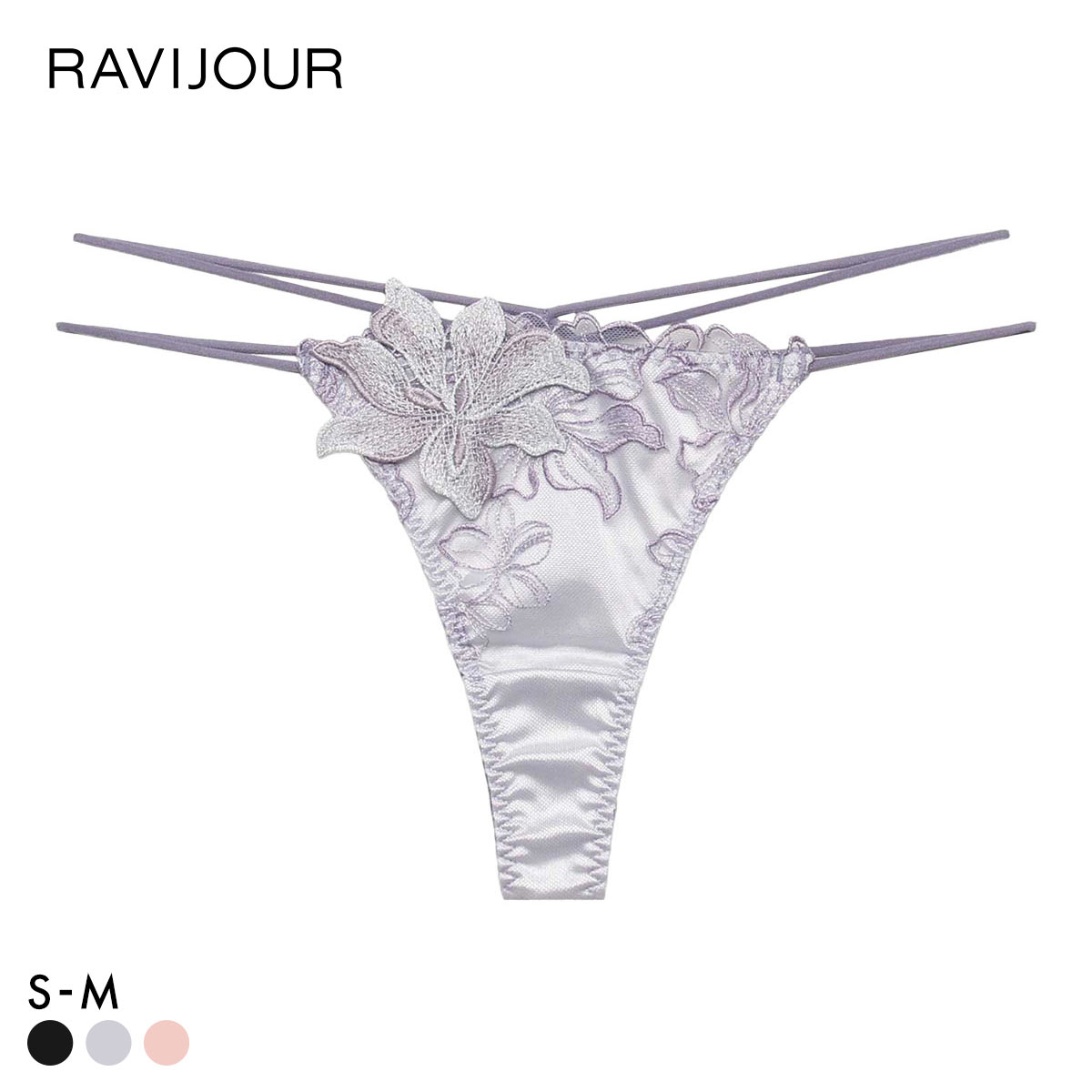 ラヴィジュール ヴェリシア ストリングコード Tバックショーツ ソング タンガ SM セクシー バックレース 透け RAVIJOUR(GY-グレー-S)