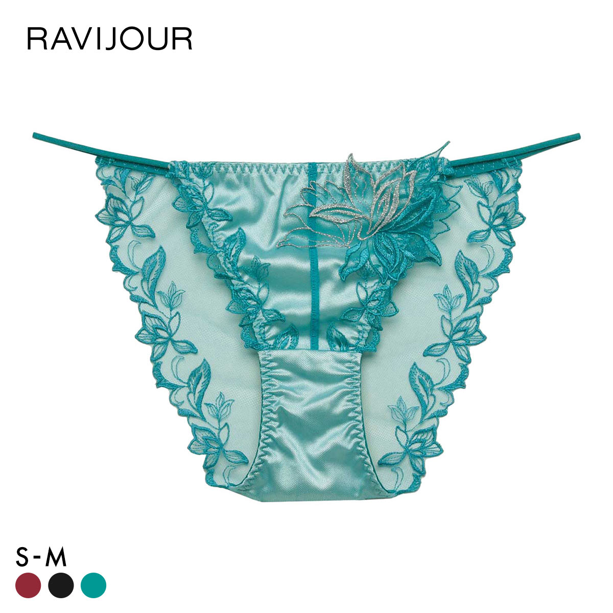 ラヴィジュール エルザ エンブロイダリーレース ショーツ ノーマルショーツ SM セクシー バックレース 透け RAVIJOUR(GR-グリーン-S)