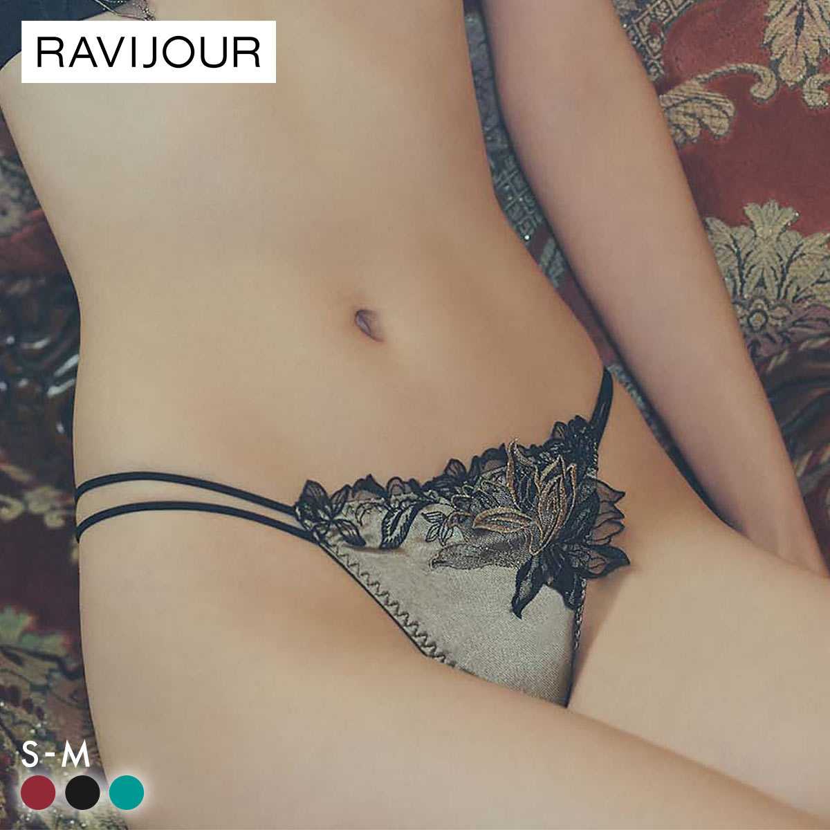 ラヴィジュール エルザ エンブロイダリーレース Tバックショーツ ソング タンガ SM セクシー バックレース 透け RAVIJOUR