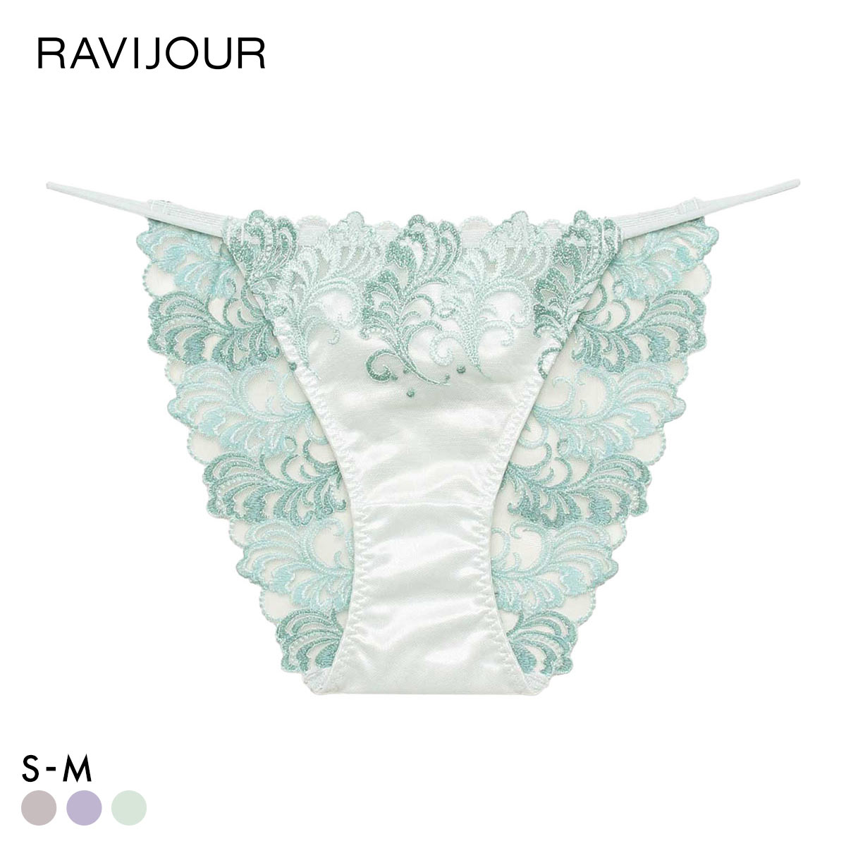 ラヴィジュール アヴェルネ エンブロイダリーレース ショーツ ノーマルショーツ SM セクシー バックレース 透け RAVIJOUR(GR-グリーン-S)