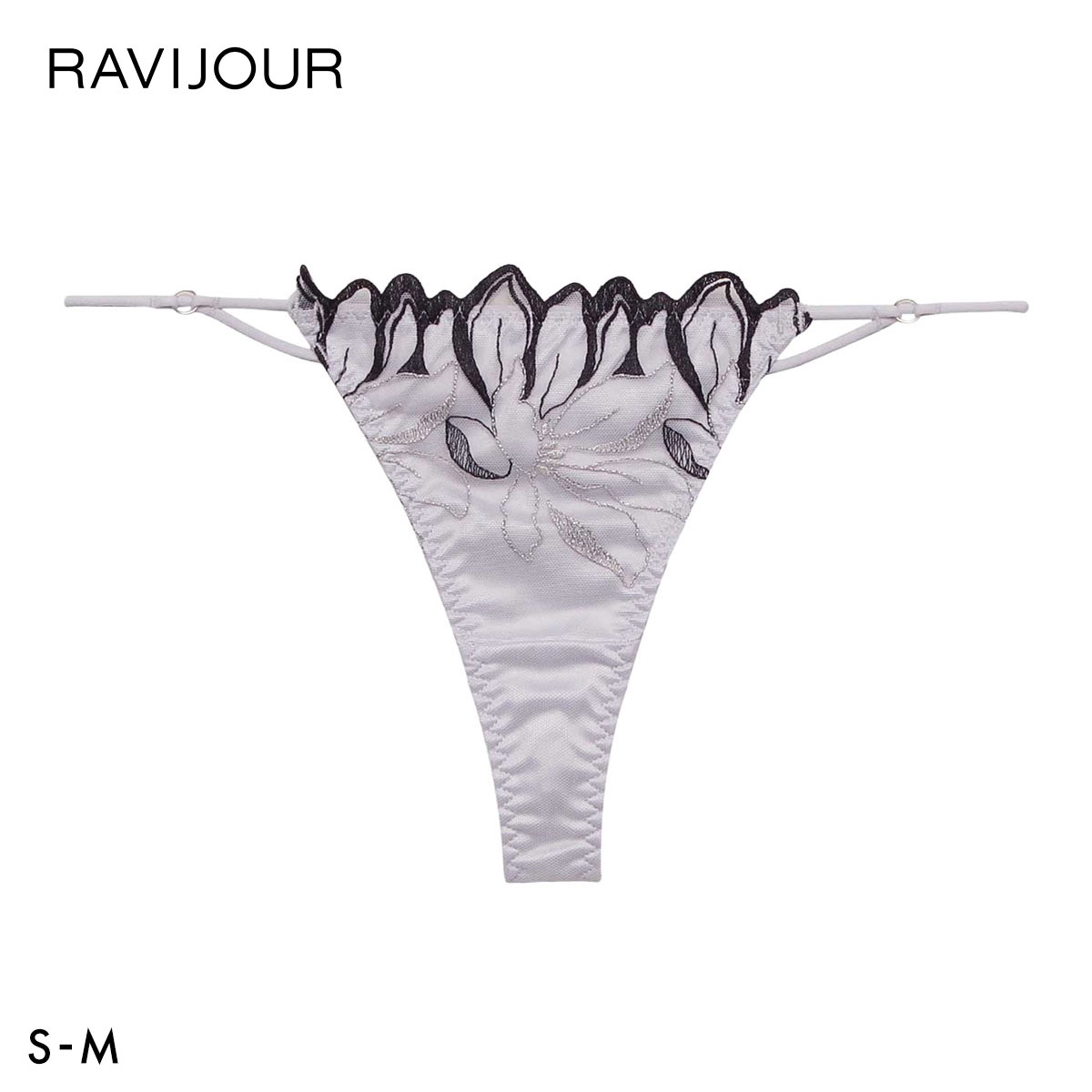 ラヴィジュール フィリナス エンブロイダリー Tバックショーツ ソング タンガ SM セクシー バックレース 透け RAVIJOUR(GY-グレー-S)