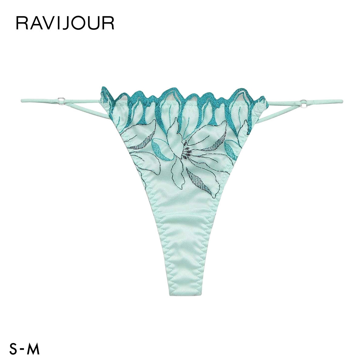 ラヴィジュール フィリナス エンブロイダリー Tバックショーツ ソング タンガ SM セクシー バックレース 透け RAVIJOUR(GR-グリーン-S)