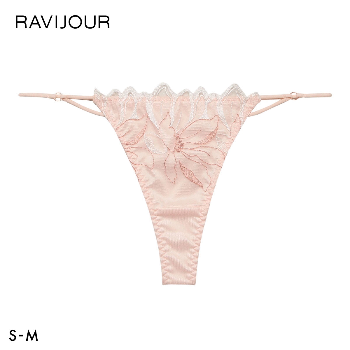 ラヴィジュール フィリナス エンブロイダリー Tバックショーツ ソング タンガ SM セクシー バックレース 透け RAVIJOUR(PI-ピンク-S)