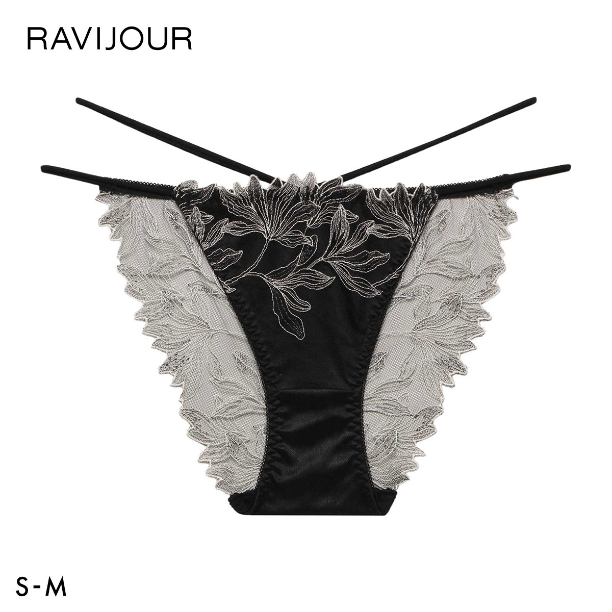 ラヴィジュール ミストフローラ エンブロイダリー ノーマルショーツ SM セクシー バックレース 総レース 透け RAVIJOUR(BK-ブラック-S)