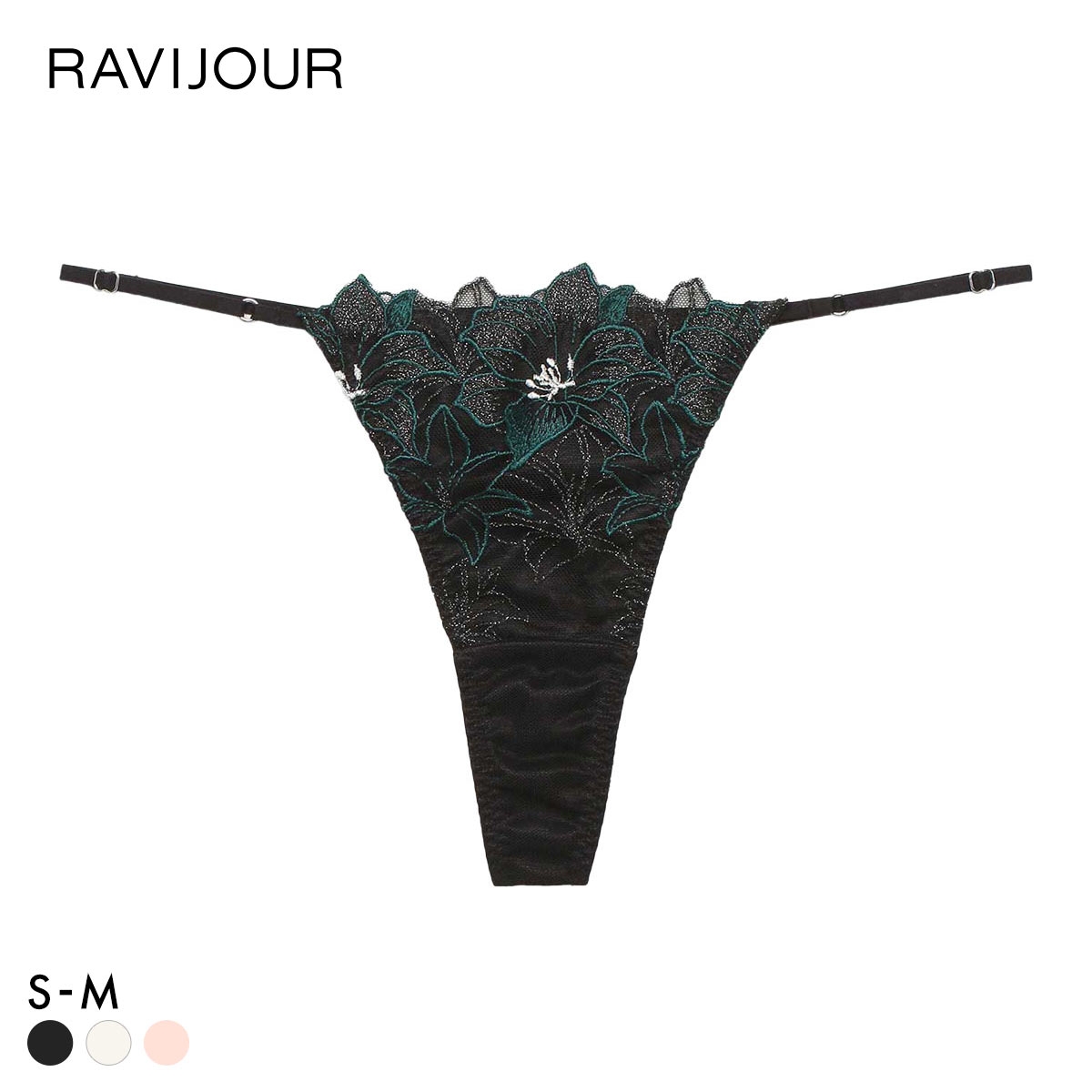 ラヴィジュール エリザベス ストレッチレース Tバックショーツ ソング タンガ SM セクシー バックレース 透け RAVIJOUR(BK-ブラック-S)
