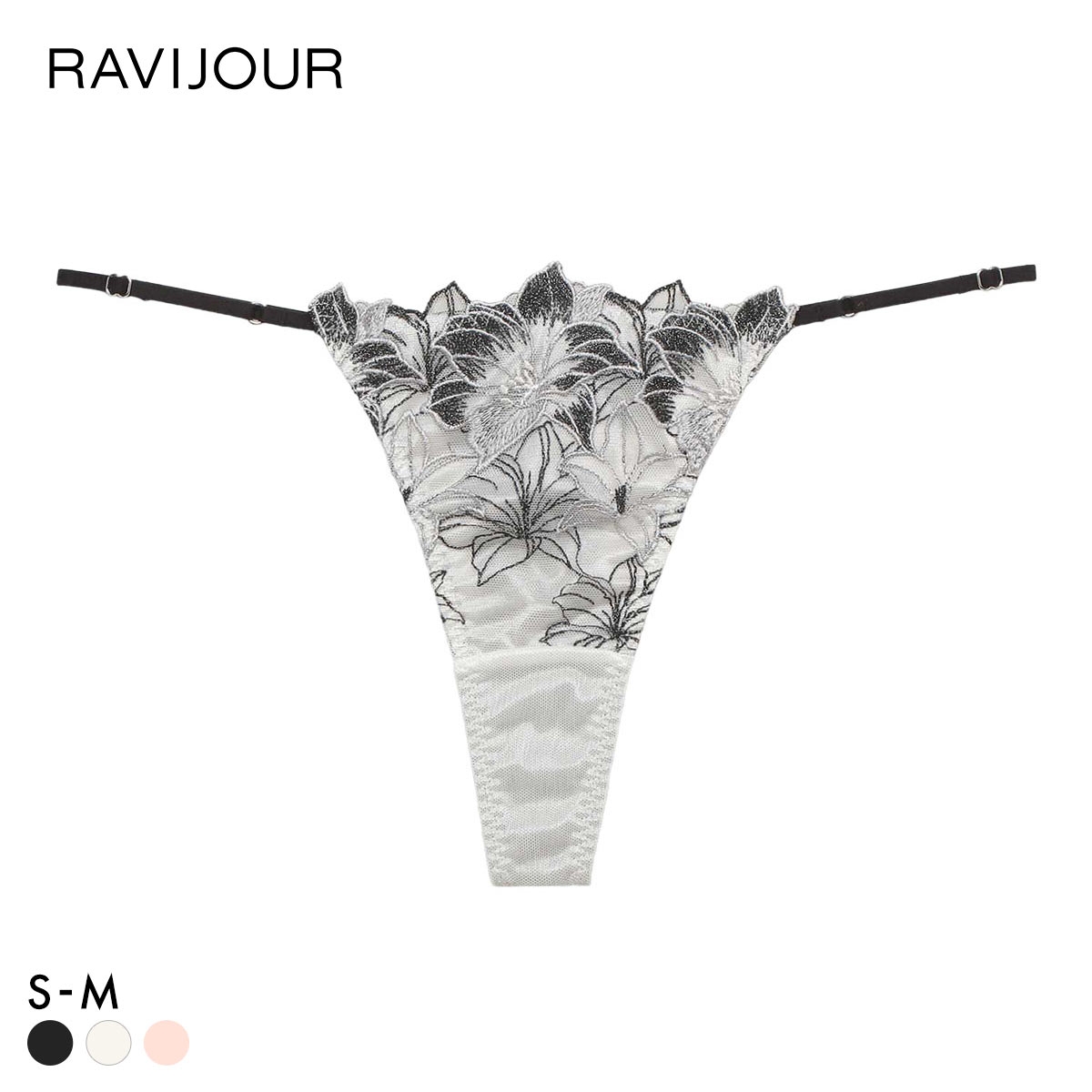 ラヴィジュール エリザベス ストレッチレース Tバックショーツ ソング タンガ SM セクシー バックレース 透け RAVIJOUR(WH-ホワイト-S)