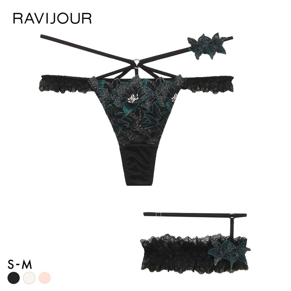 ラヴィジュール エリザベス Tバックショーツ キャットガーター付き ソング タンガ SM セクシー バックレース 透け RAVIJOUR