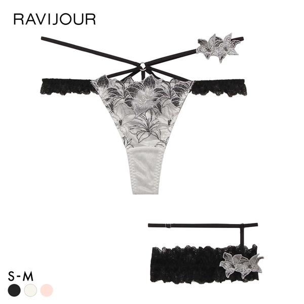 ラヴィジュール エリザベス Tバックショーツ キャットガーター付き ソング タンガ SM セクシー バックレース 透け RAVIJOUR
