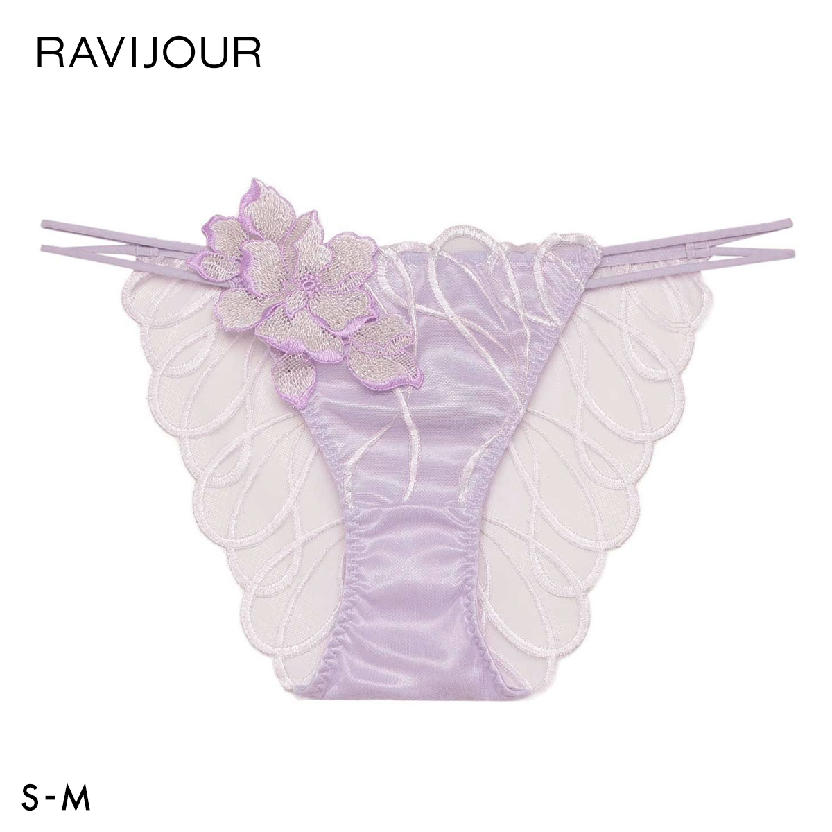 ラヴィジュール コルディア エンブロイダリー ノーマルショーツ SM セクシー バックレース 透け ハイライン HIGHLINE by RAVIJOUR(PU-パープル-S)