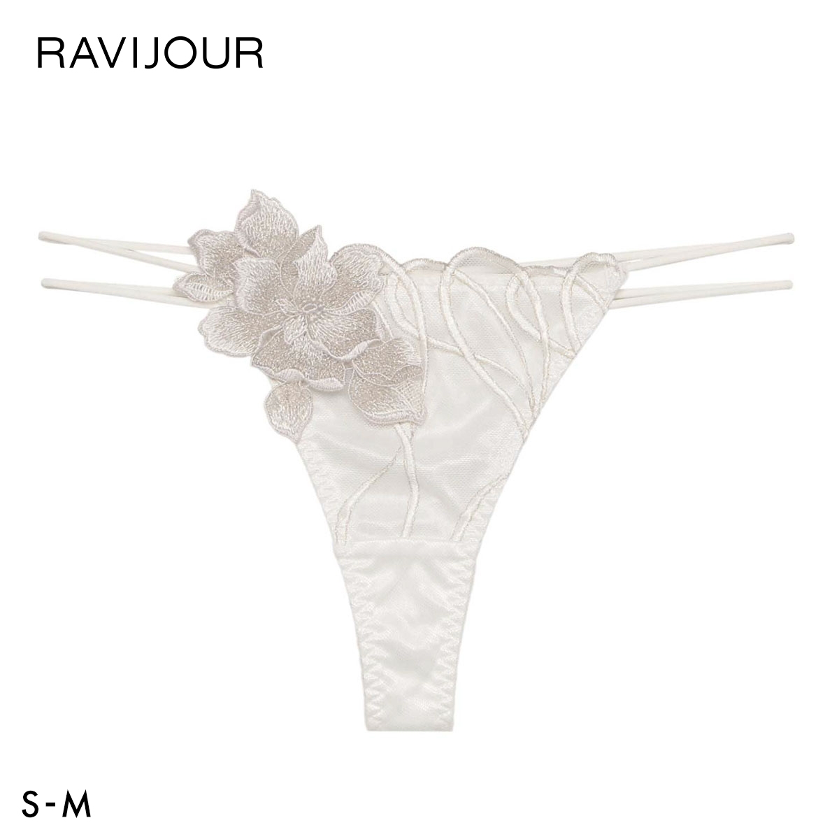 ラヴィジュール コルディア エンブロイダリー Tバックショーツ SM セクシー バックレース 透け ハイライン HIGHLINE by RAVIJOUR(IV-アイボリー-S)