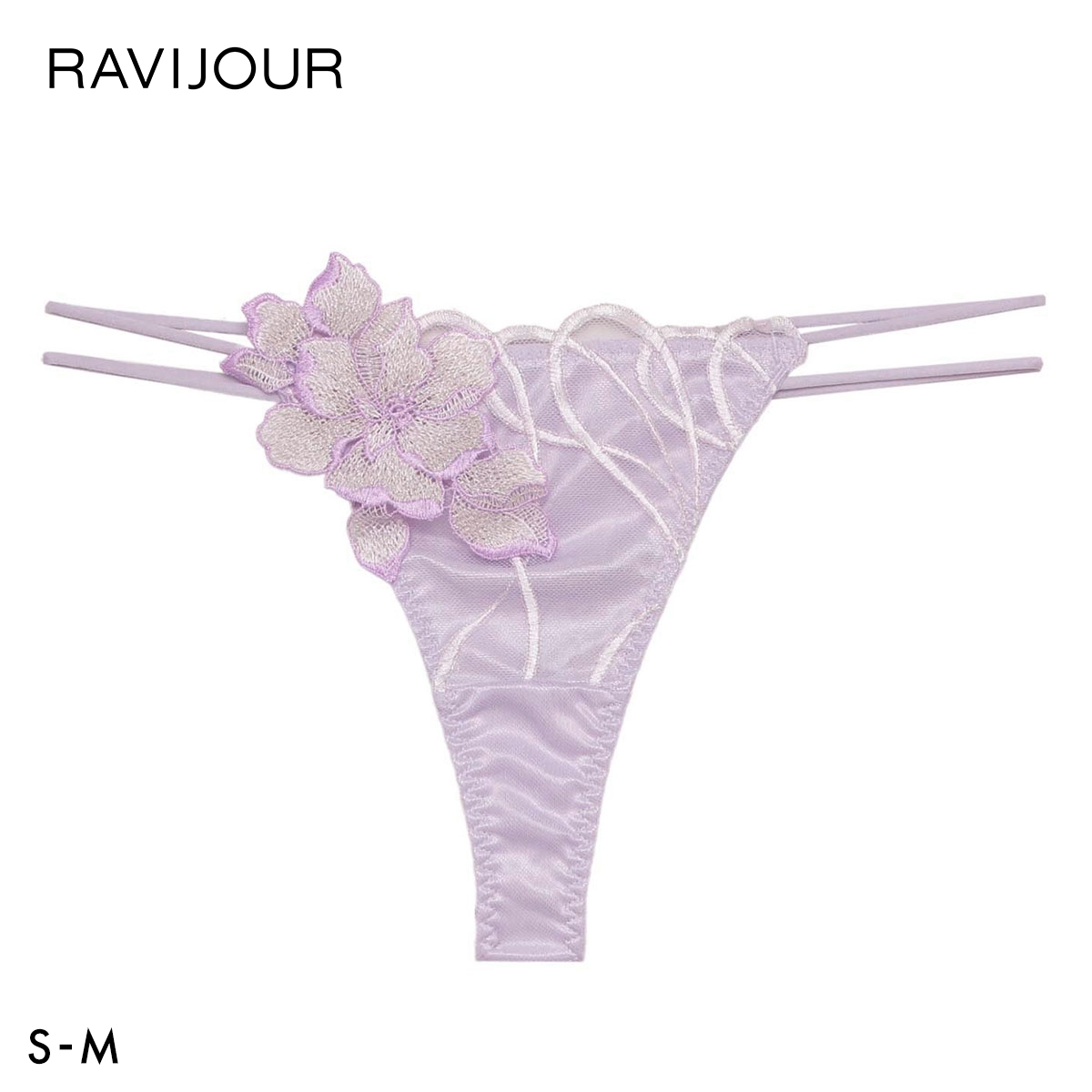 ラヴィジュール コルディア エンブロイダリー Tバックショーツ SM セクシー バックレース 透け ハイライン HIGHLINE by RAVIJOUR(PU-パープル-S)