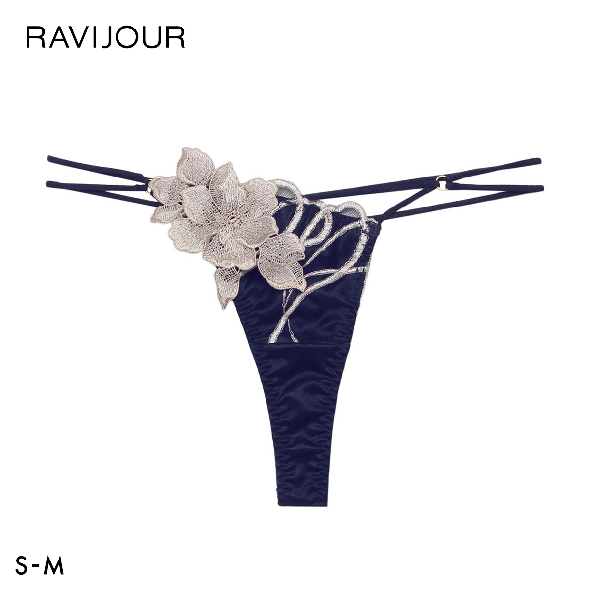 ラヴィジュール コルディア ストレッチレース Tバックショーツ SM セクシー バックレース 透け ハイライン HIGHLINE by RAVIJOUR(NV-ネイビー-S)