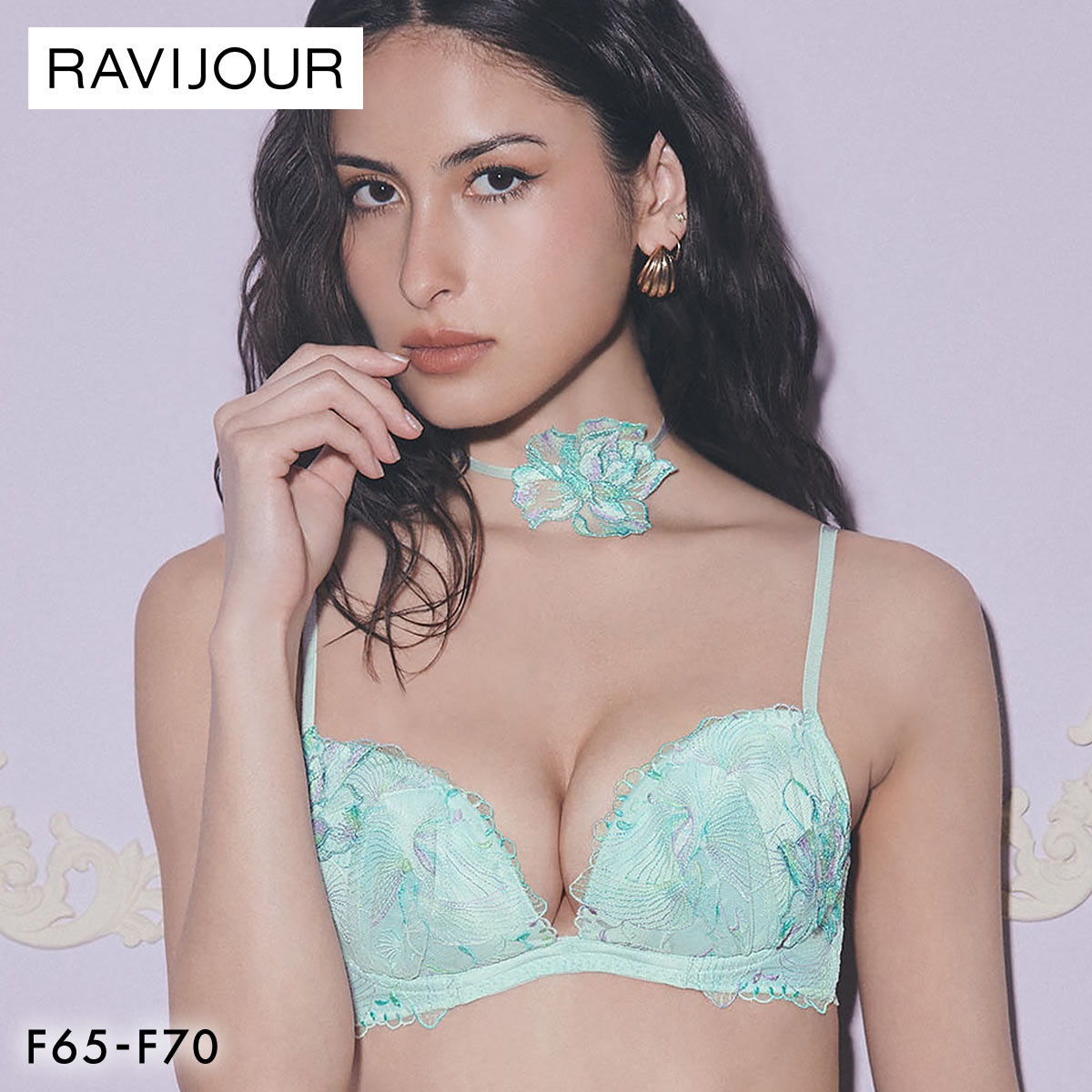 ラヴィジュール オーバーフラワー シンクアップブラ ブラジャー FG 盛り 谷間 バストアップ リフトアップ RAVIJOUR(MI-ミント-F65)