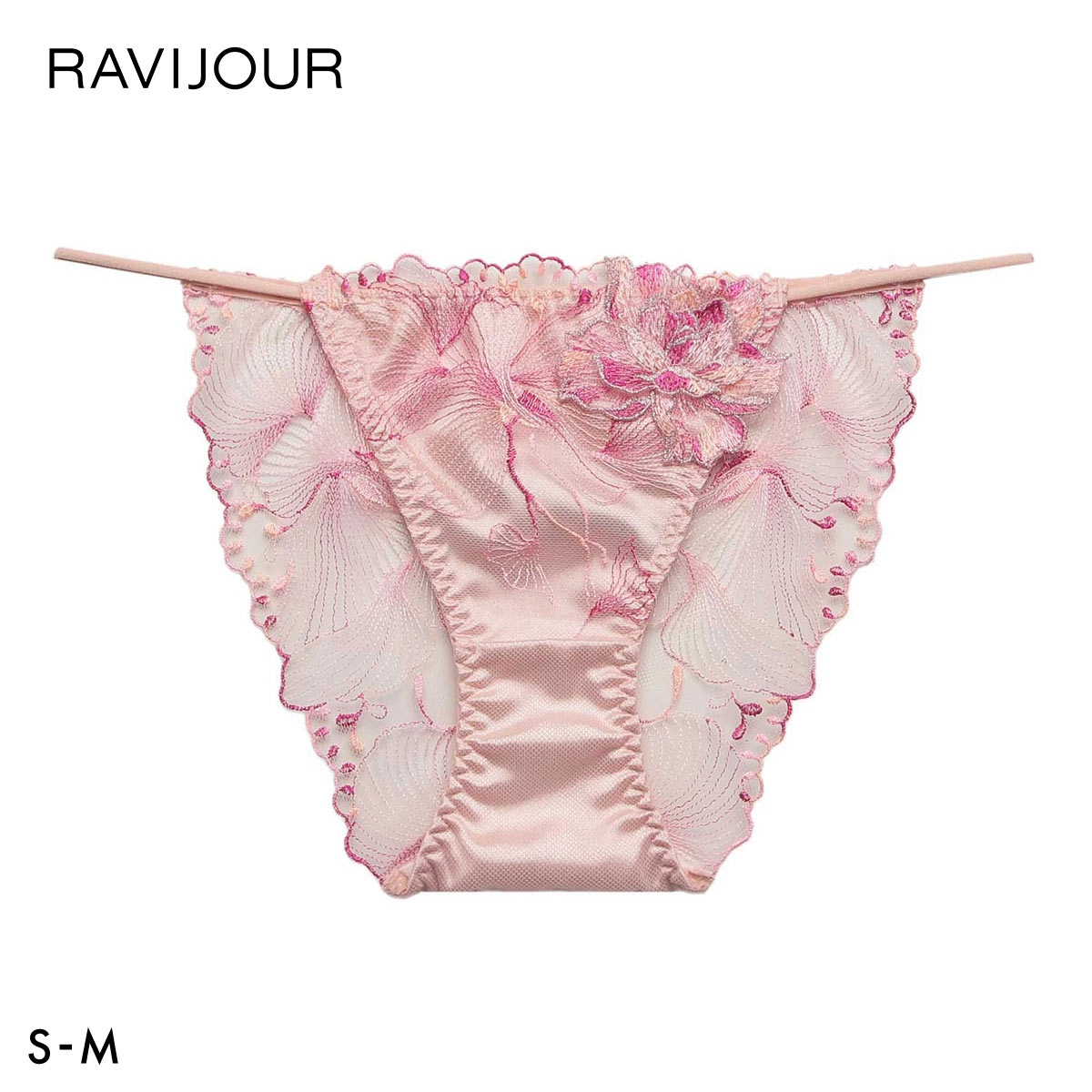 ラヴィジュール オーバーフラワー エンブロイダリーレース ノーマルショーツ SM セクシー バックレース 透け RAVIJOUR(PI-ピンク-S)