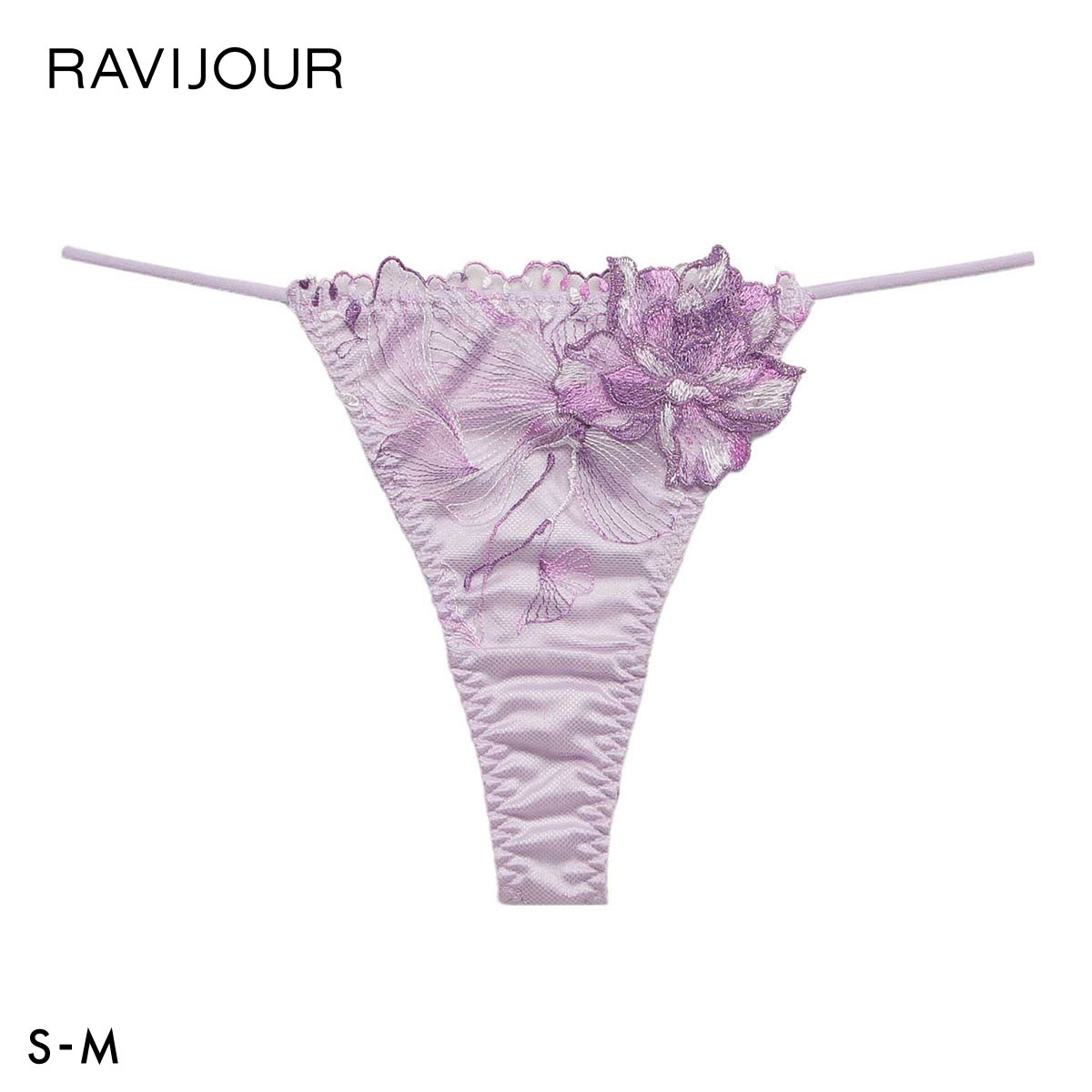 ラヴィジュール オーバーフラワー エンブロイダリーレース Tバックショーツ SM セクシー バックレース 透け RAVIJOUR(PU-パープル-S)
