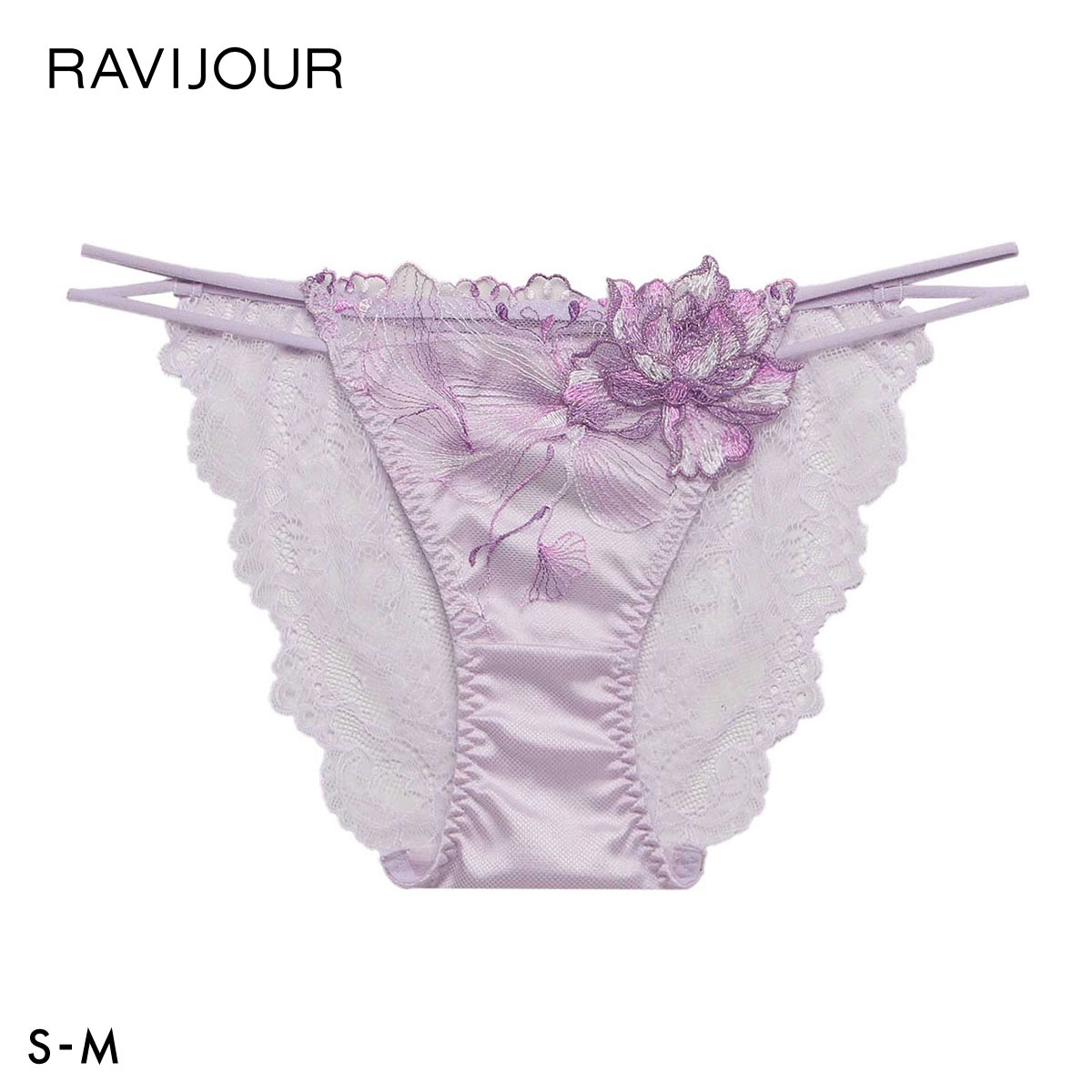 ラヴィジュール オーバーフラワー ストレッチレース ノーマルショーツ SM セクシー バックレース 透け RAVIJOUR(PU-パープル-S)