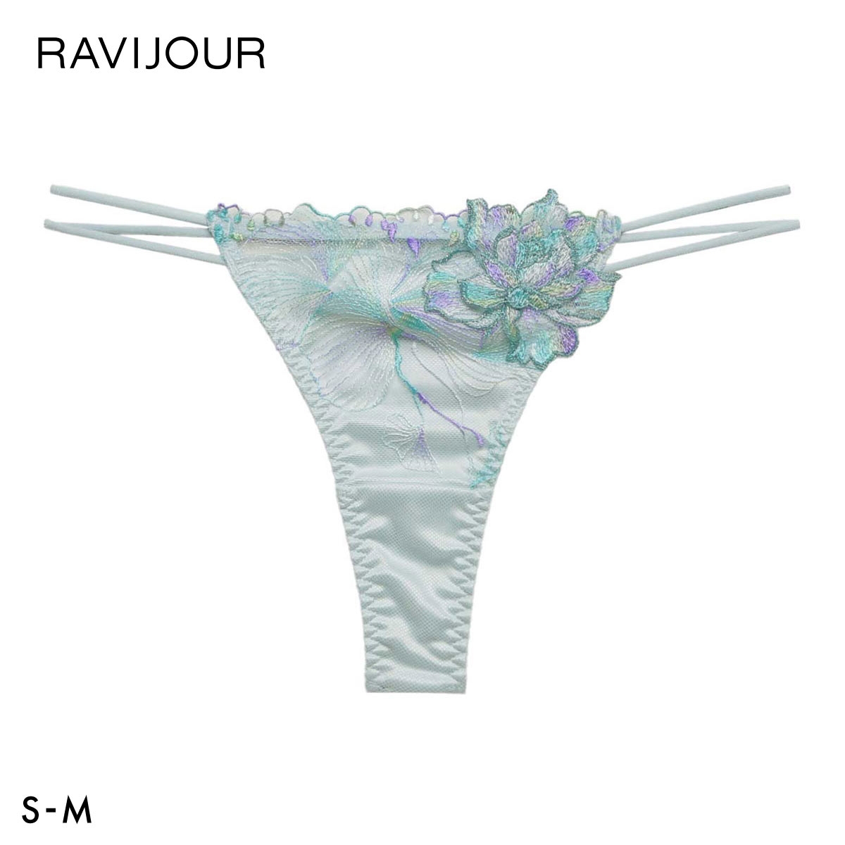 ラヴィジュール オーバーフラワー ストレッチレース Tバックショーツ SM セクシー バックレース 透け RAVIJOUR(MI-ミント-S)