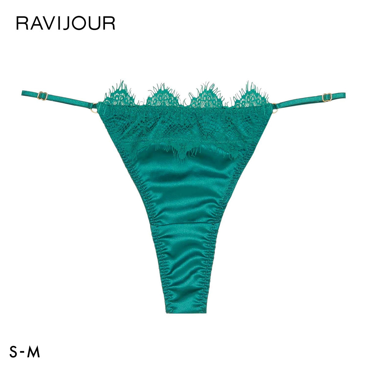 ラヴィジュール ソレーヌ ストレッチレース Tバックショーツ SM セクシー バックレース 透け RAVIJOUR(GR-グリーン-S)