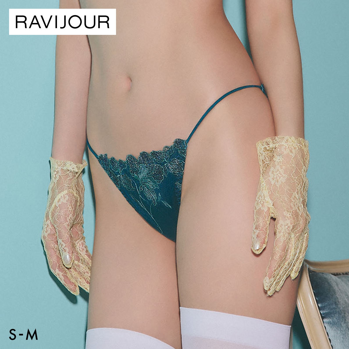 ラヴィジュール ラナルミエル ストレッチレース ノーマルショーツ SM セクシー バックレース 透け RAVIJOUR(GR-グリーン-S)