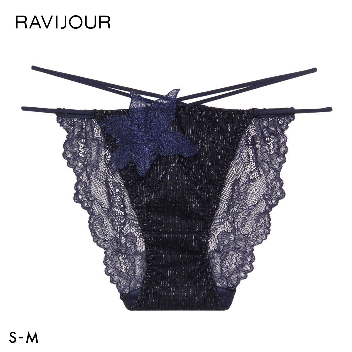 ラヴィジュール ミアエルス ストレッチレース ノーマルショーツ SM セクシー バックレース 透け RAVIJOUR(NV-ネイビー-S)