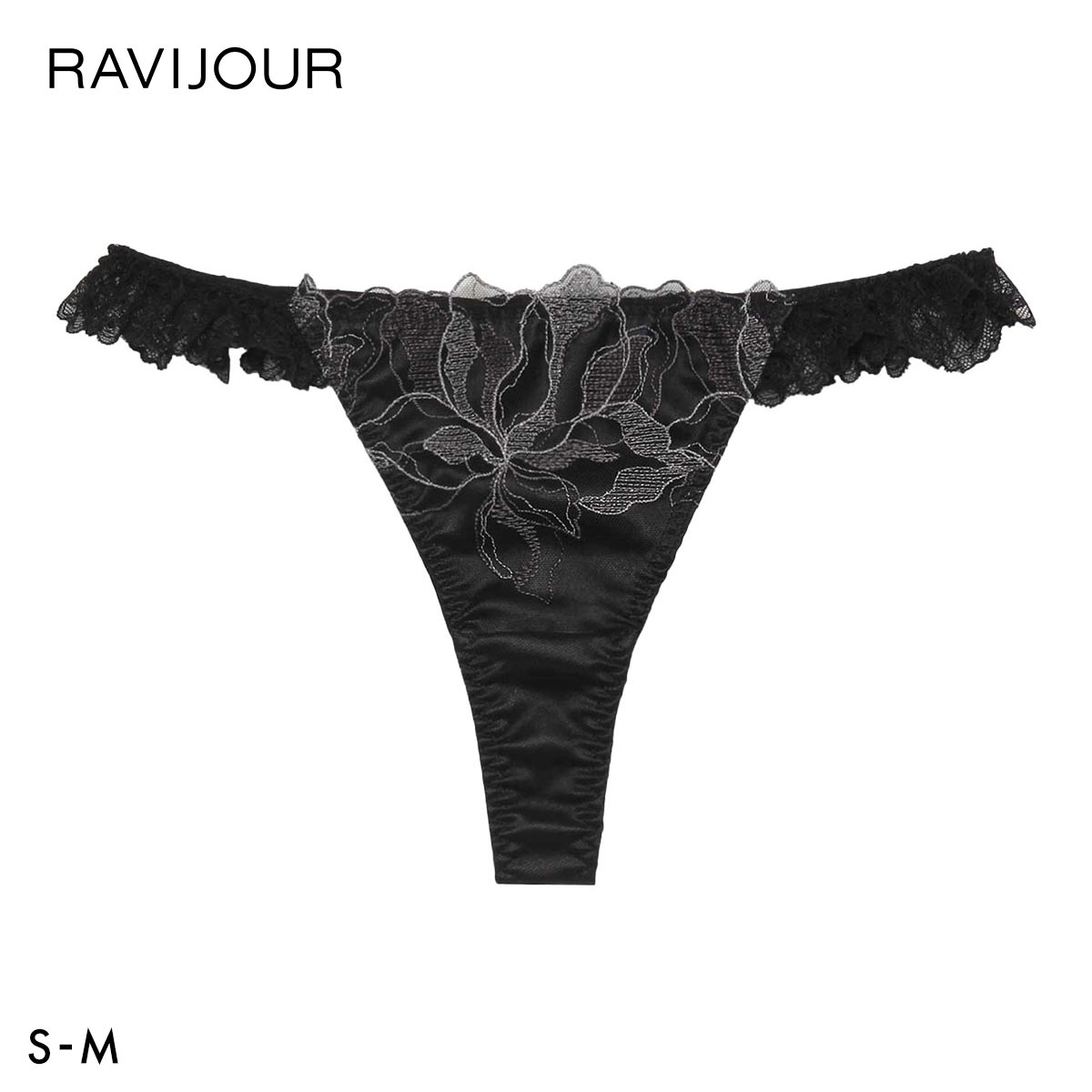 ラヴィジュール ミュレナ ストレッチレース Tバックショーツ SM セクシー バックレース 透け RAVIJOUR(BK-ブラック-S)