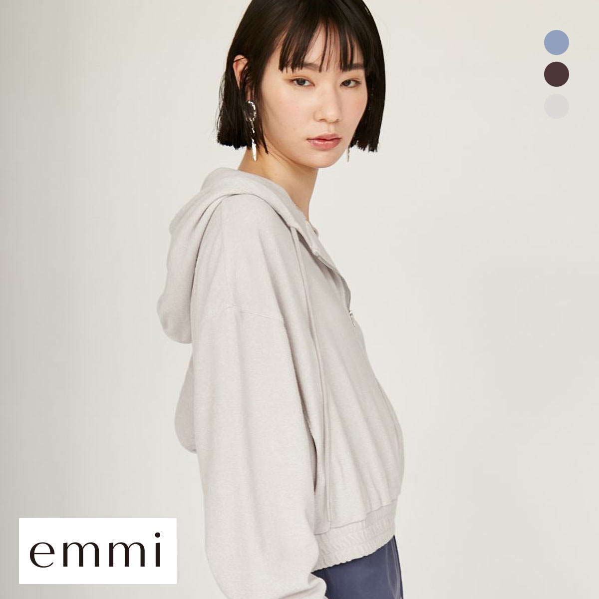 エミ emmi×PlaX TM フードパーカー emmi(LGY-薄グレー-Free)