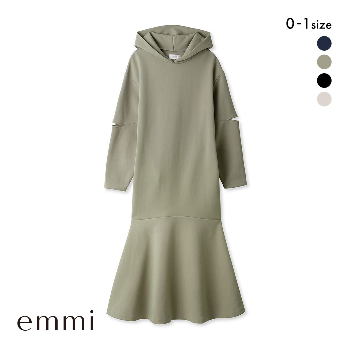 エミ フーディーカットワンピース 長袖 emmi(OV-オリーブ-0)