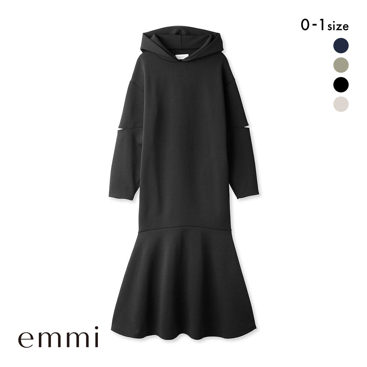 エミ フーディーカットワンピース 長袖 emmi(BK-ブラック-0)