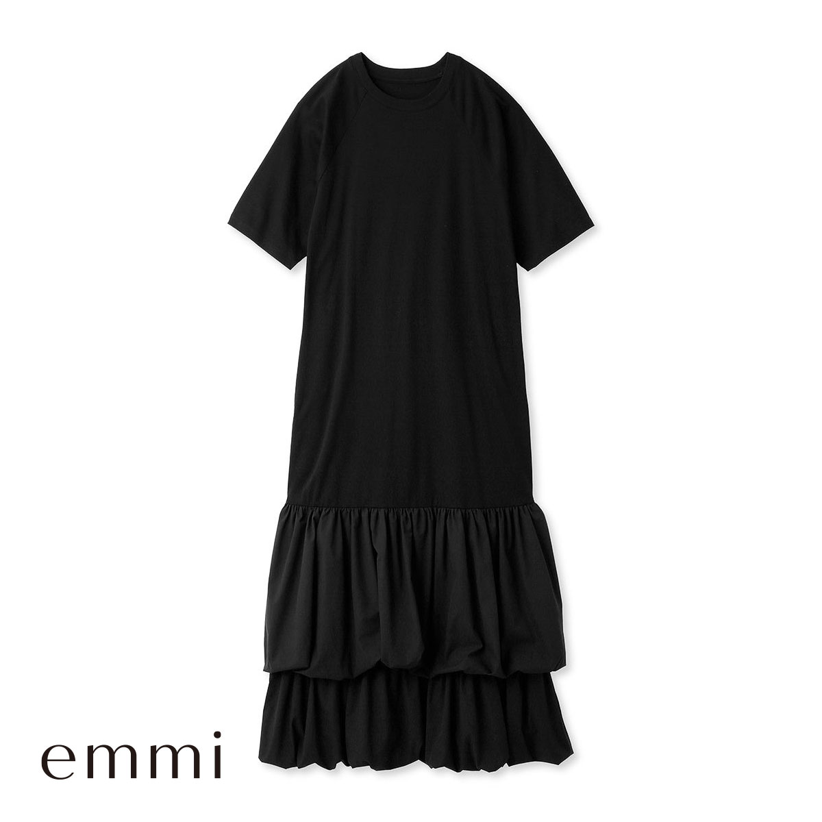 1hitomi　新品emmiメモリータフタワンピース　ブラック　表記1 1hitomi様専用 新品emmiメモリータフタワンピース ブラック 表記