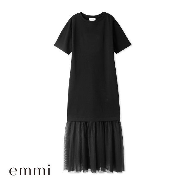 エミ オーガニックコットンドッキングTシャツワンピース emmi