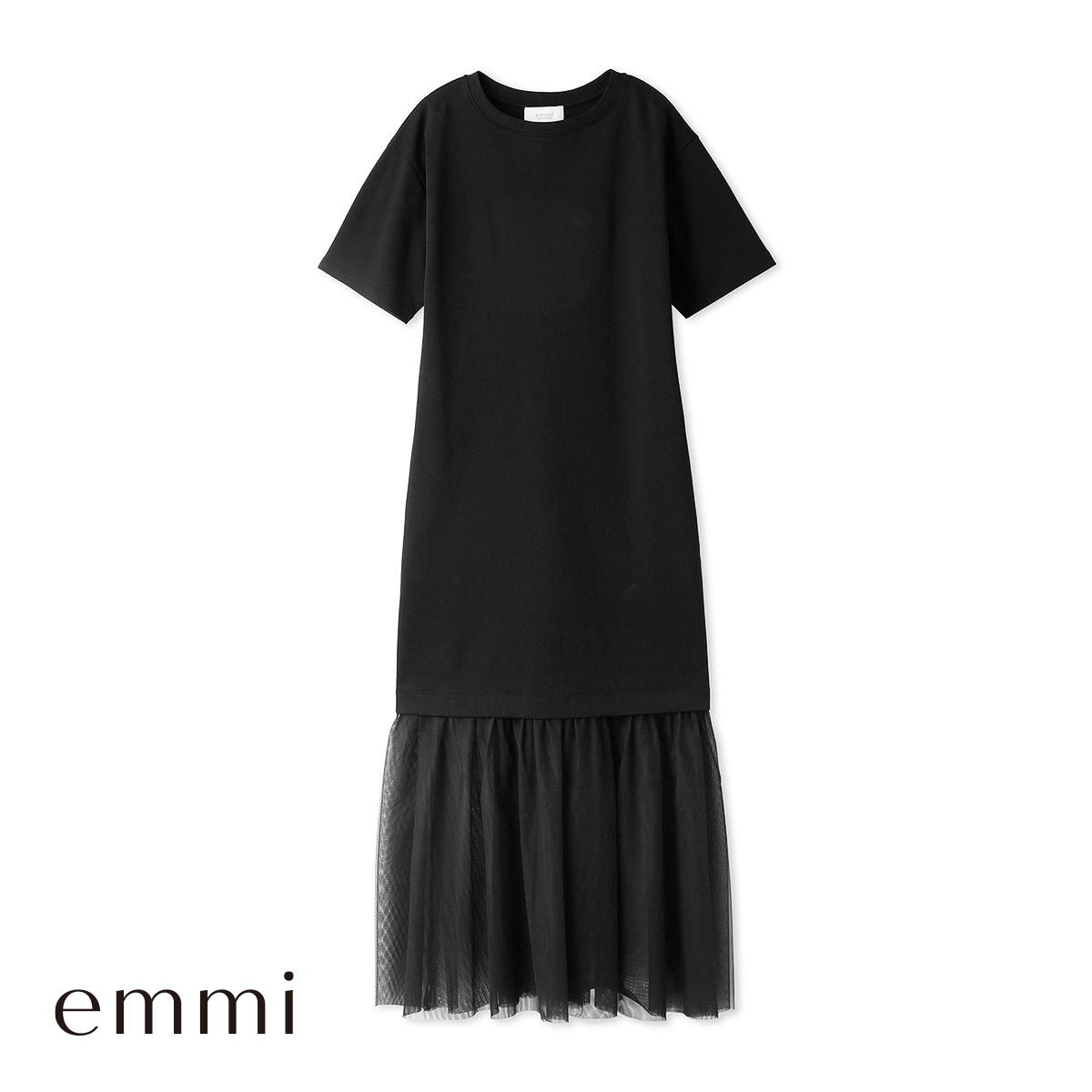 emmi エミ 半袖 ワンピース ブラウン サイズ表記0 エミ オーガニックコットンドッキングTシャツワンピース emmi