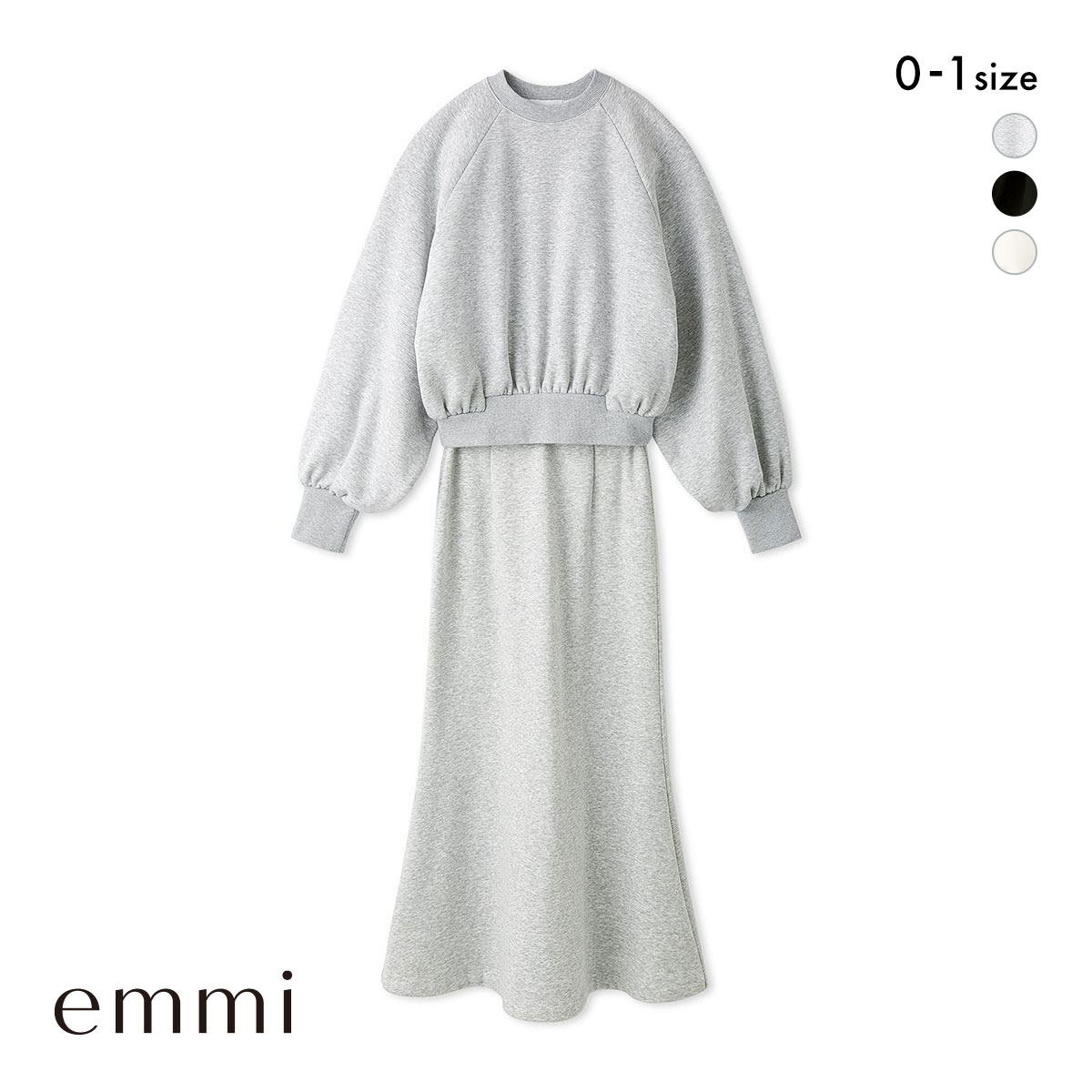 エミ 裏起毛プルオーバースカートセット emmi(LGY-薄グレー-0)