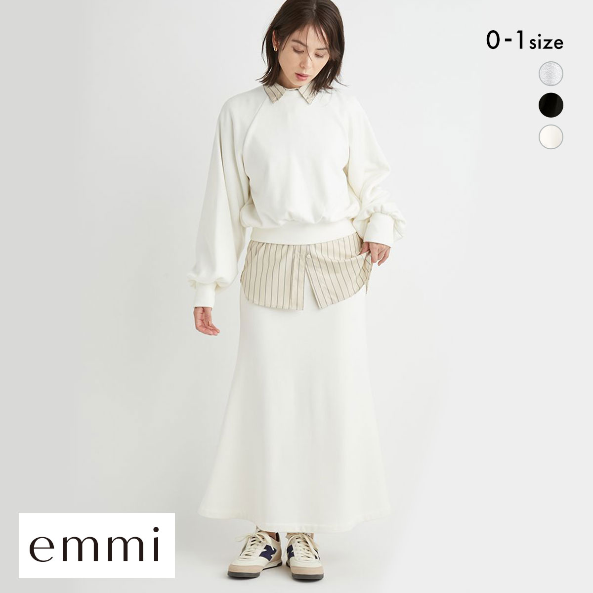 エミ 裏起毛プルオーバースカートセット emmi(OW-オフホワイト-0)