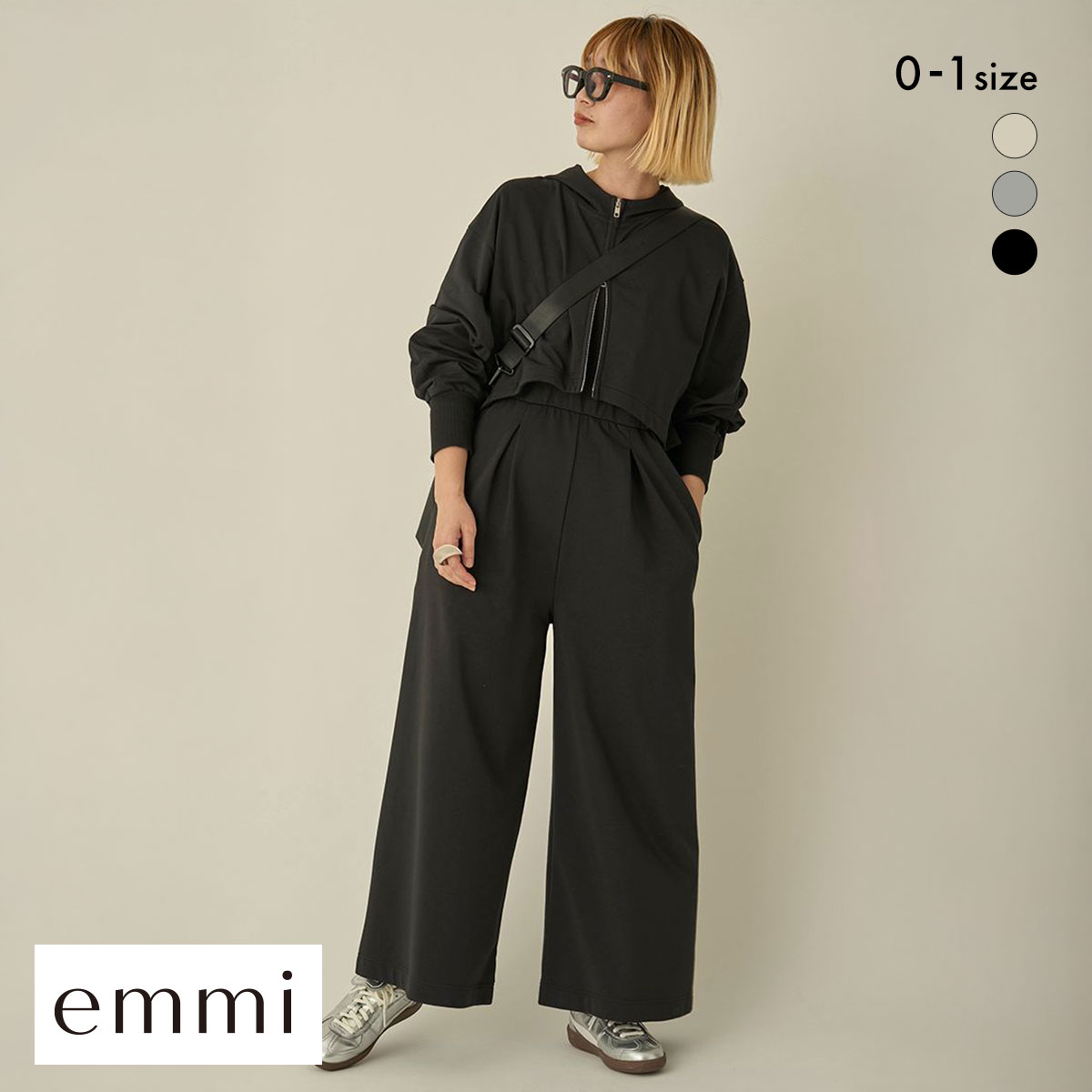 エミ パーカー×ベアオールインワンセット emmi(BK-ブラック-0)
