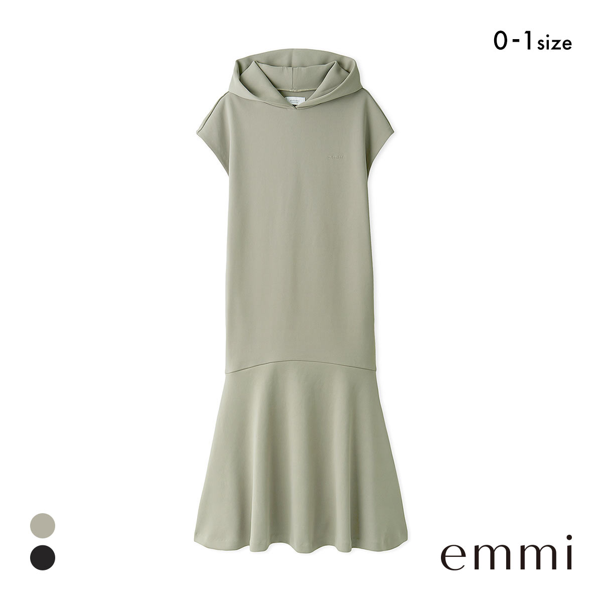 エミ 限定カラー emmiロゴフーディーワンピース emmi(OV-オリーブ-0)