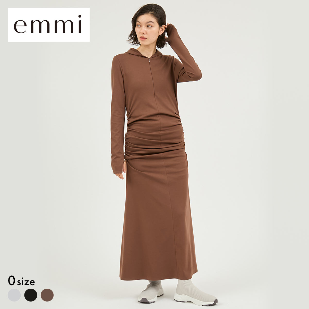 エミ カットソーフーディーワンピース emmi(BR-ブラウン-0)