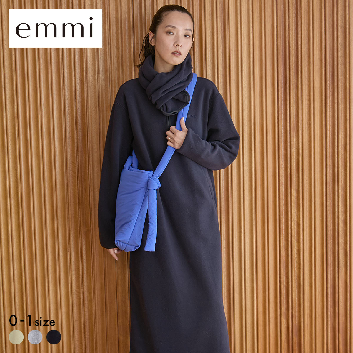 エミ セットアイテム eco ストール付きフリースワンピース emmi(NV-ネイビー-0)