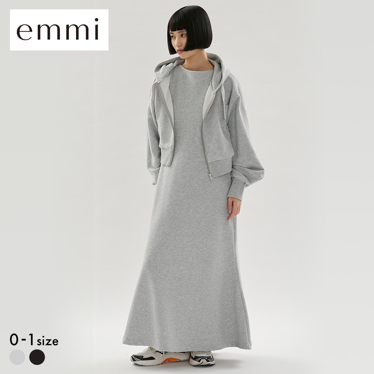 エミ 裏毛フーディー×ワンピースセット emmi(GY-グレー-0)