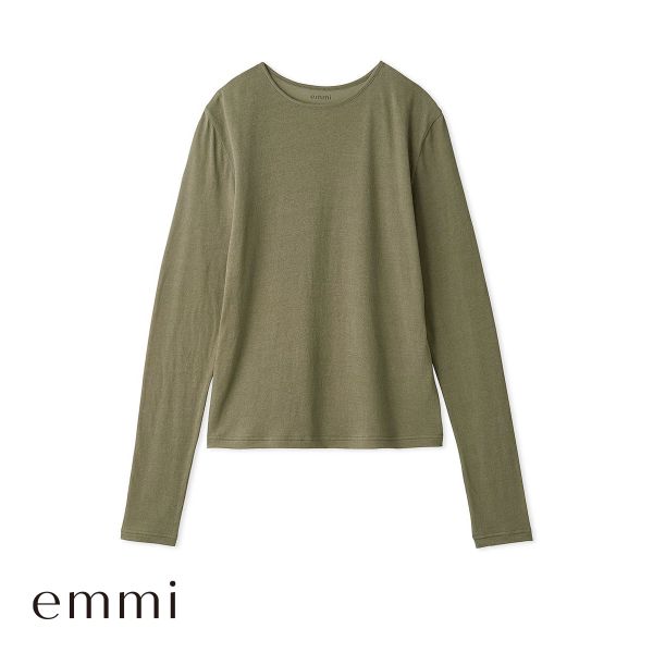 エミ 強撚天竺クルーネックカットソー トップス インナー 綿混 単品 emmi