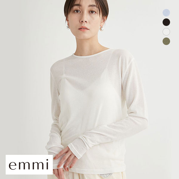 エミ 強撚天竺クルーネックカットソー トップス インナー 綿混 単品 emmi