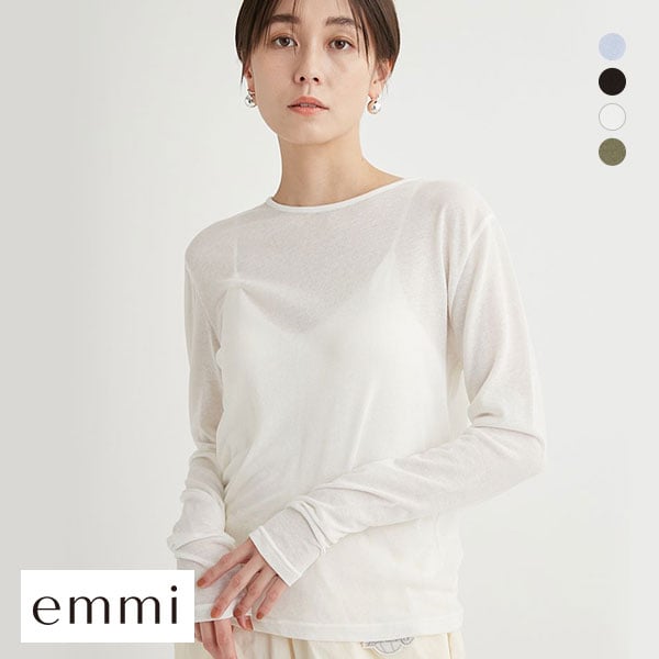 エミ 強撚天竺クルーネックカットソー トップス インナー 綿混 単品 emmi