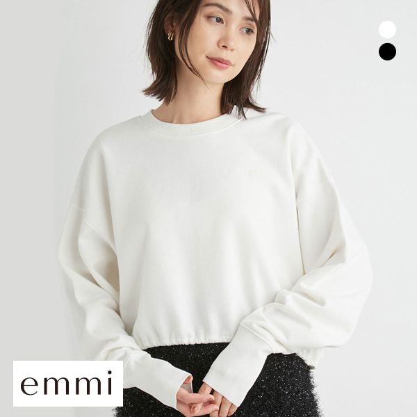 エミ ラメ裏毛クロップドプルオーバー emmi