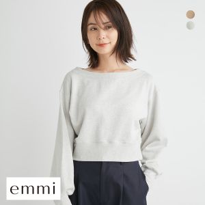 エミ ラメ裏毛ワイドネックプルオーバー emmi