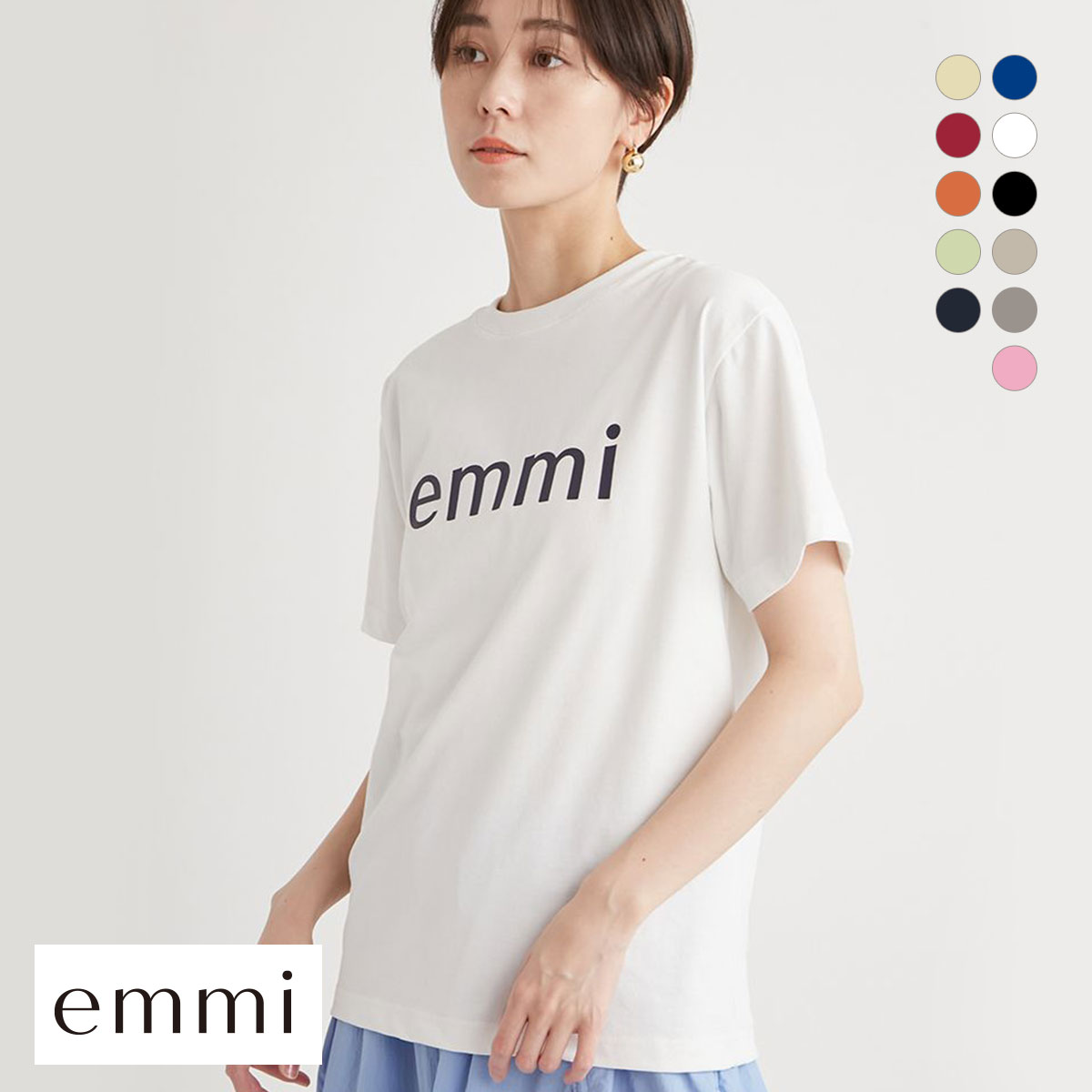エミ 10th eco emmiロゴTシャツ emmi(WH-ホワイト-Free)