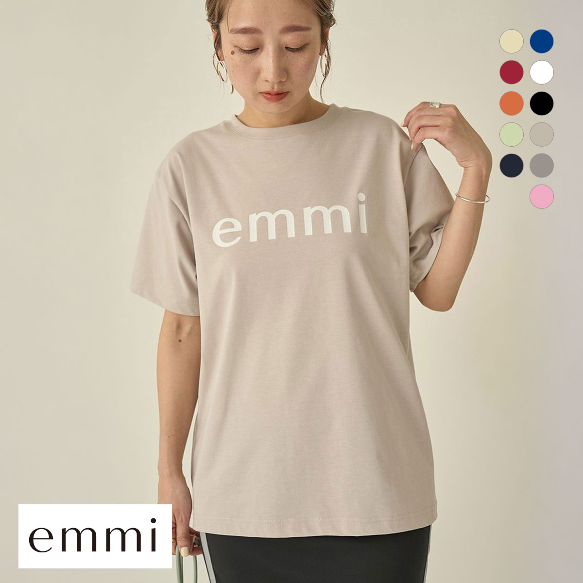 エミ 10th eco emmiロゴTシャツ emmi(BE-ベージュ-Free)
