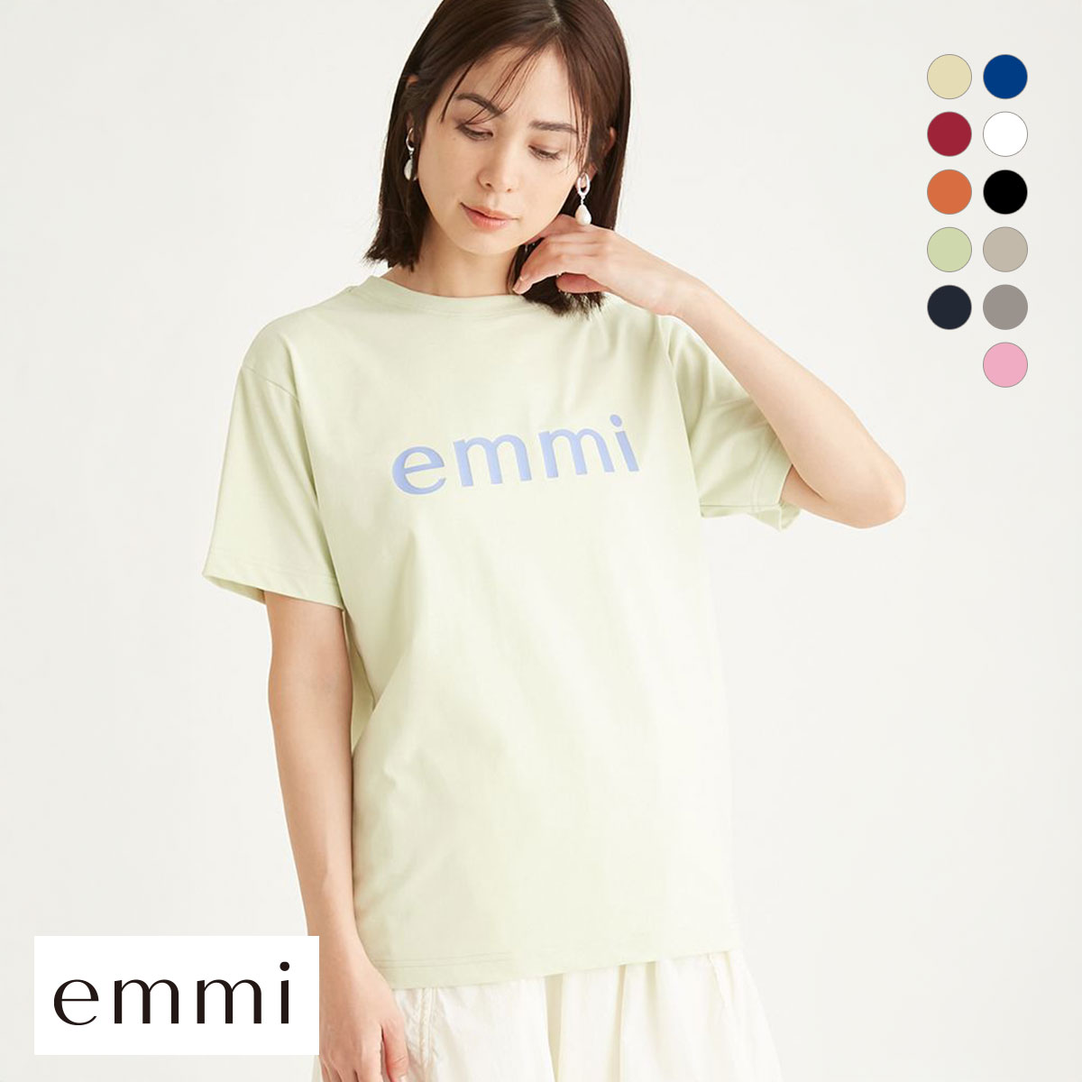 エミ 10th eco emmiロゴTシャツ emmi(LM-ライム-Free)