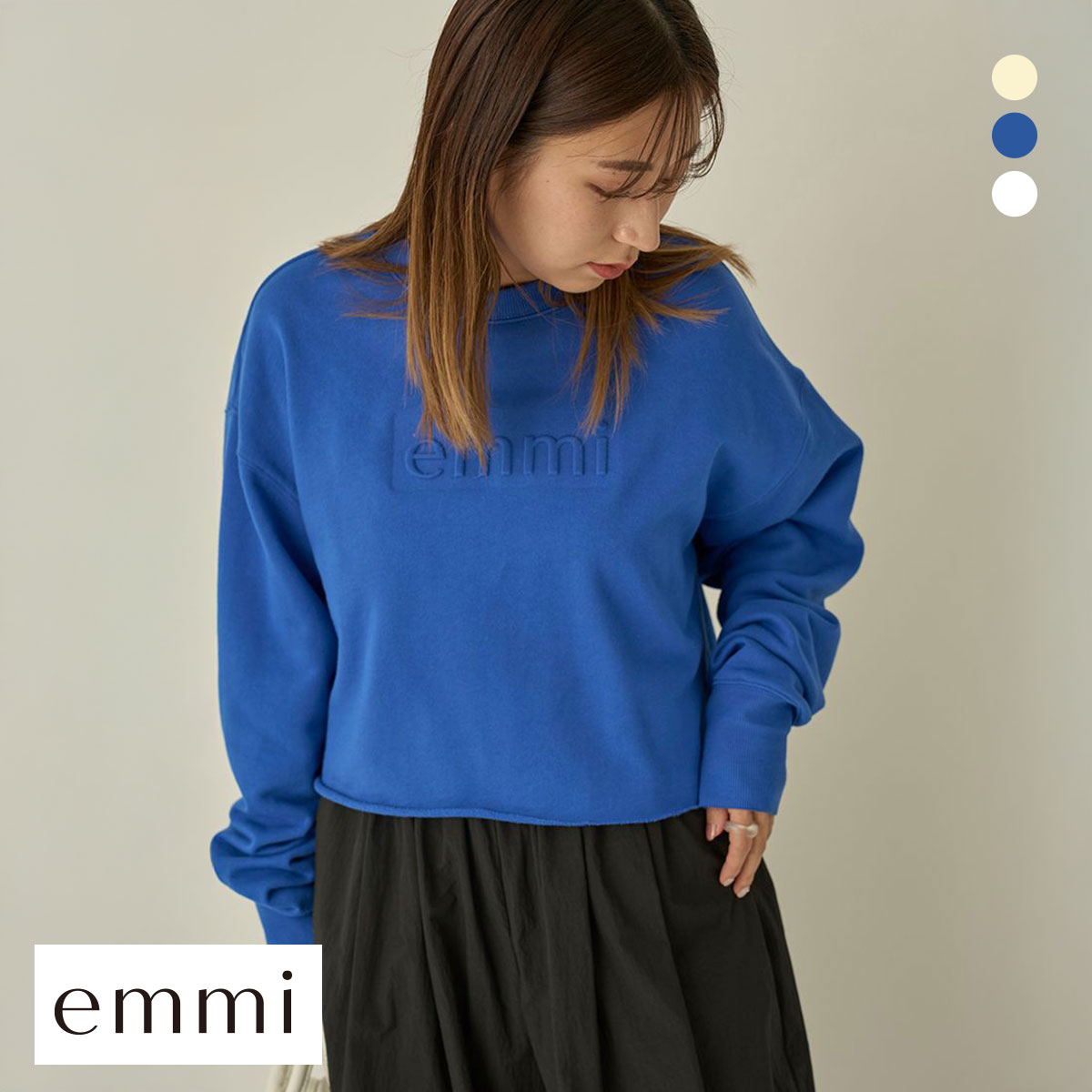 エミ 10th eco emmiロゴスウェット emmi(BU-ブルー-Free)